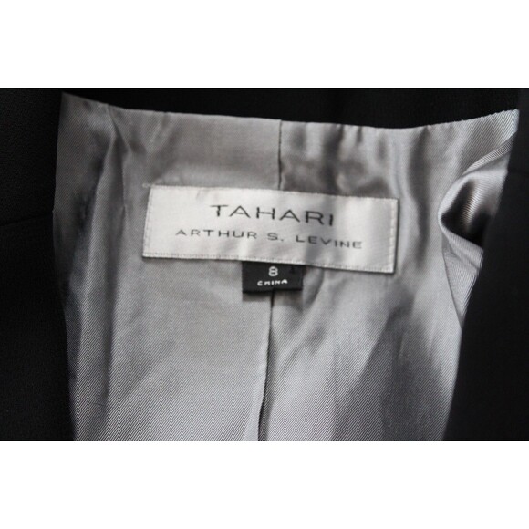 Tahari Arthus S Levine Blazer Jacket Black Belted Hidden Snap Close Size 8 - Picture 5 of 5